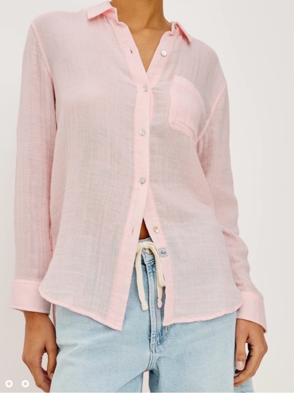 Rails Ellis Button Up Organic Cotton Gauze Long Sleeve Shirt in Pedal Size Med